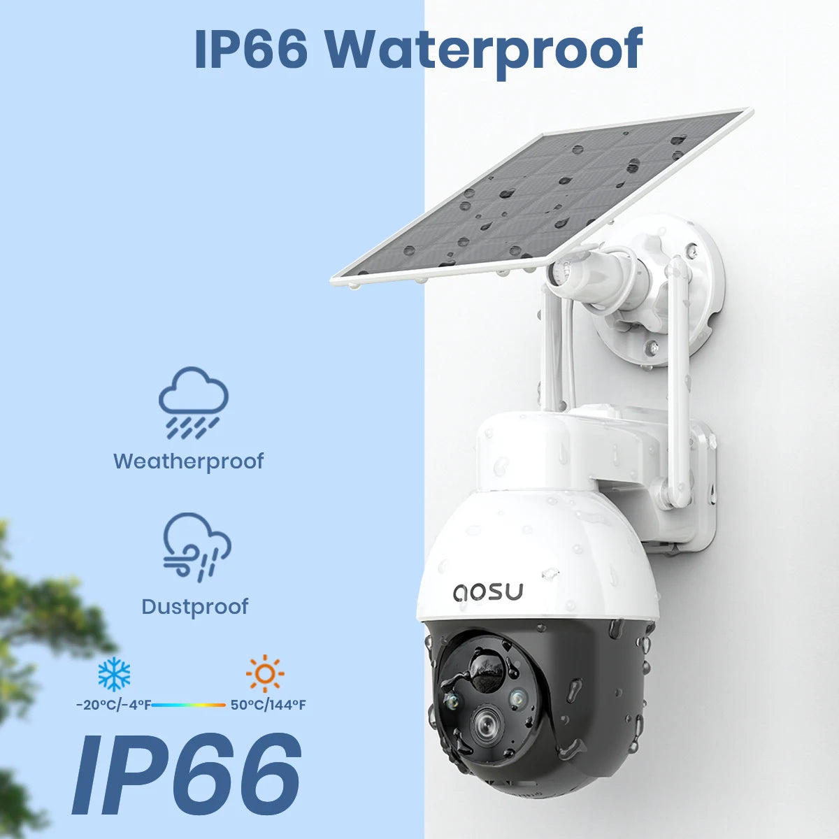 AOSU 3MP PTZ Solar Security Camera With AI Detection