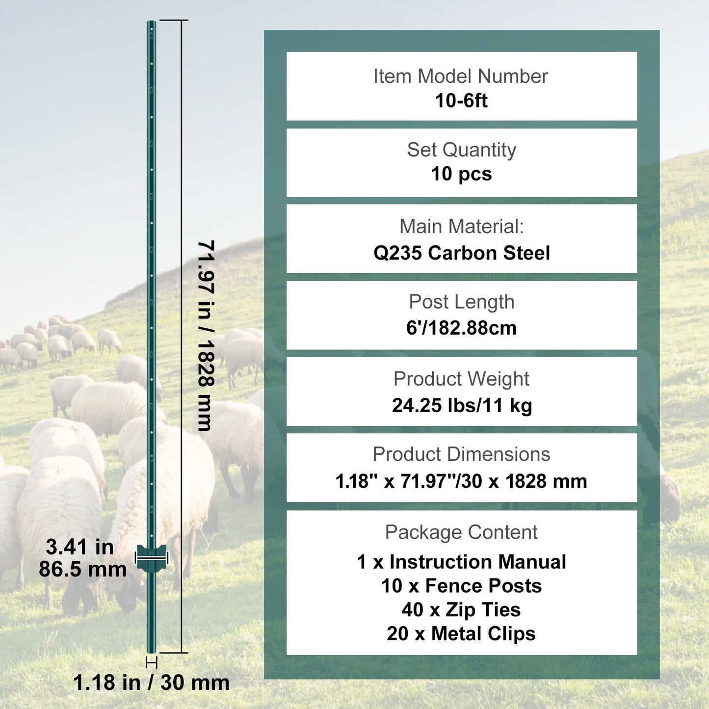 SucceBuy Fence Post TPost Heavy Duty Steel Stakes For Garden