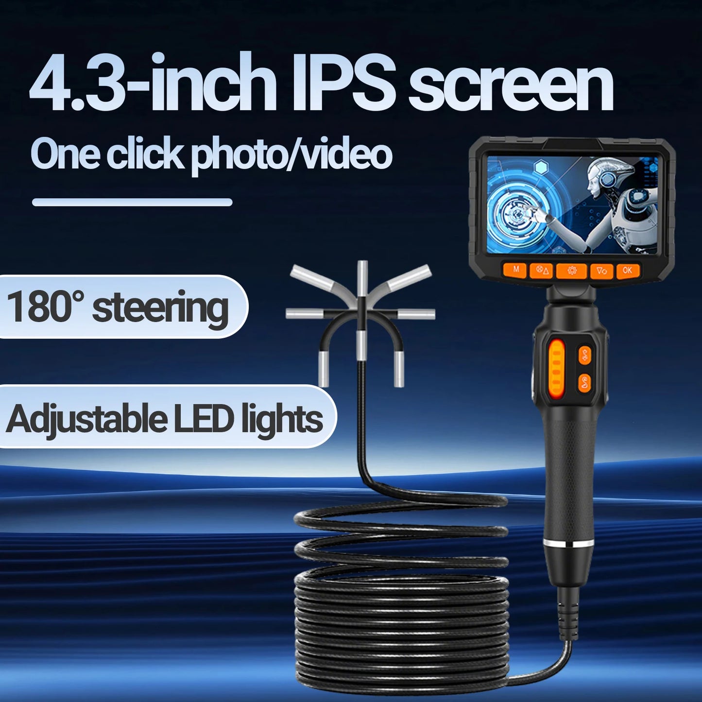 Articulating Borescope Camera With IP67 Probes 1080P For Auto Repair