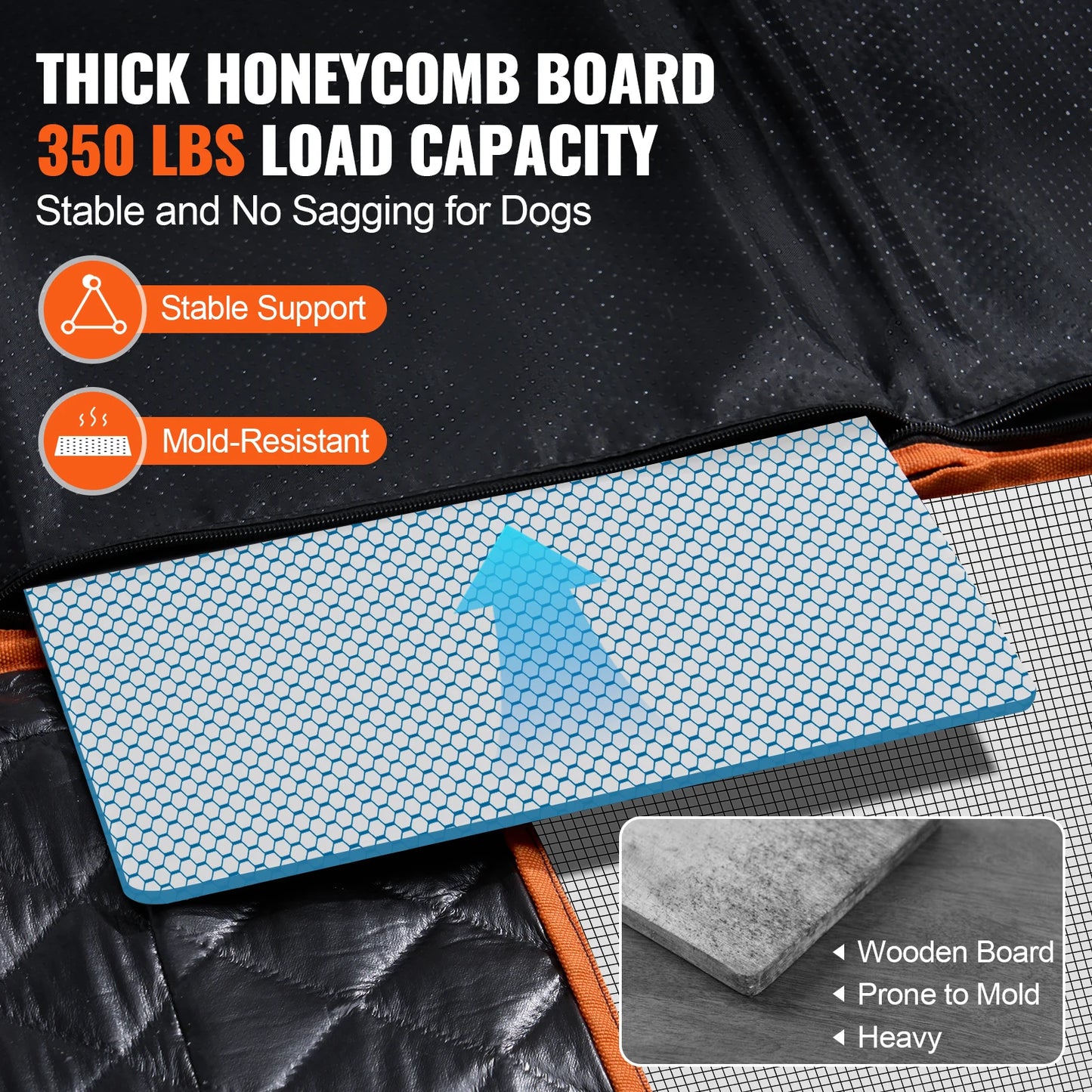 SucceBuy Back Seat Extender Dog Car Bed With Mesh Window