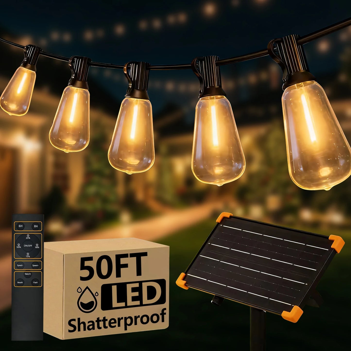 ST38 Solar String Lights With Remote Outdoor Waterproof