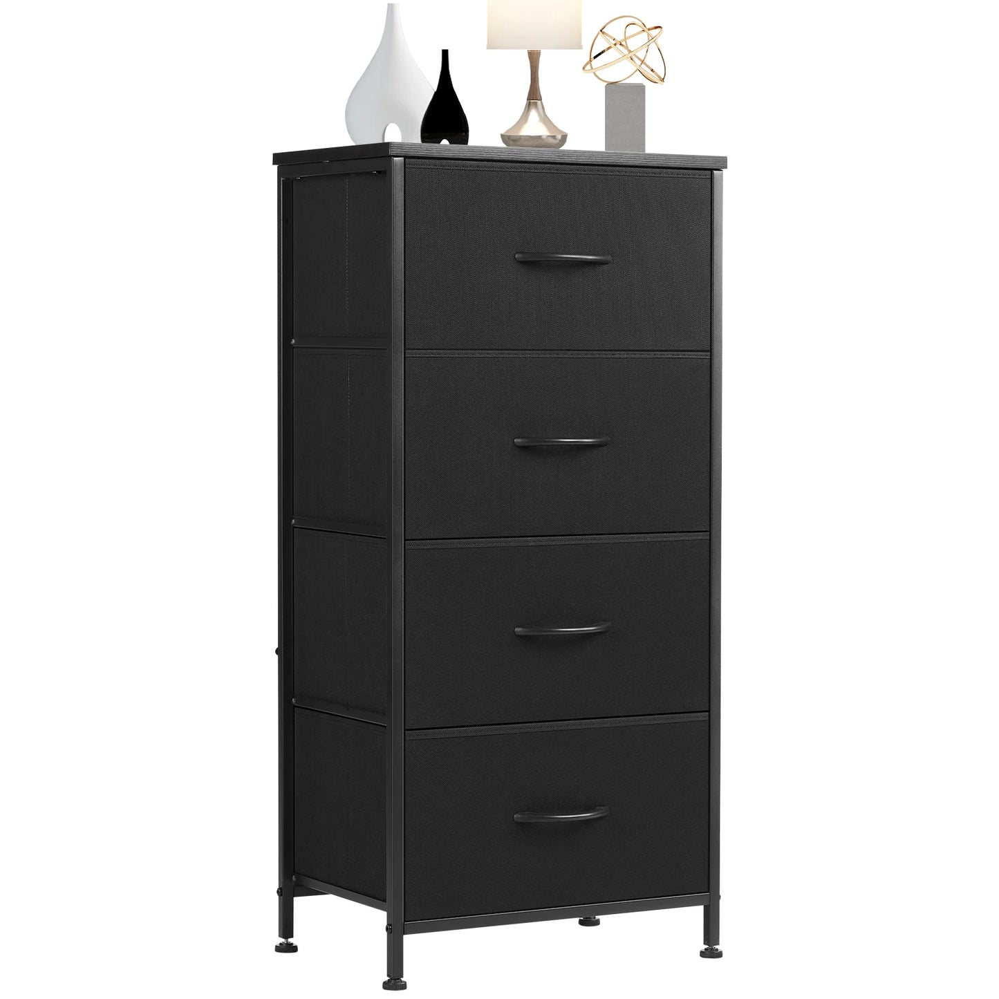 JHK Dresser With 4 Fabric Drawers And Metal Frame Wardrobe