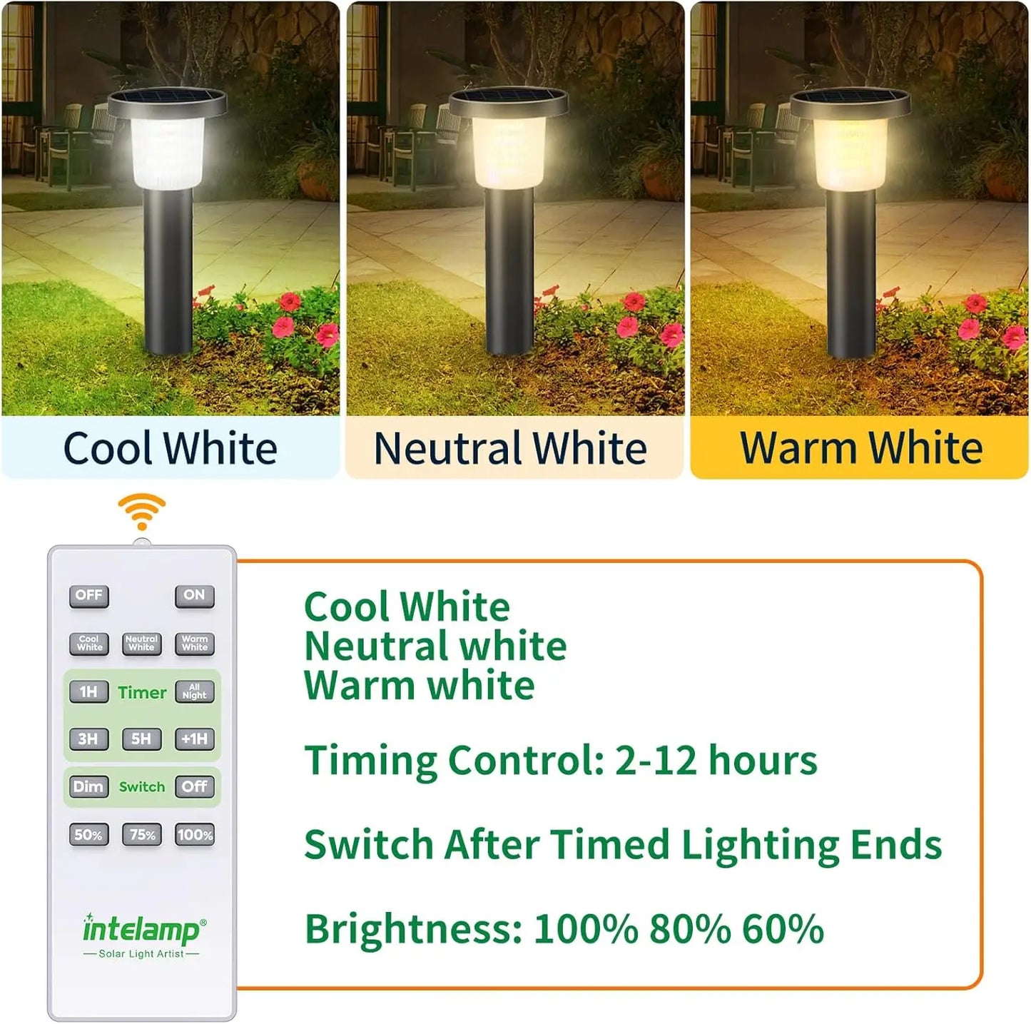 Intelamp Solar Pathway Lights Automatic Outdoor Landscape Lighting
