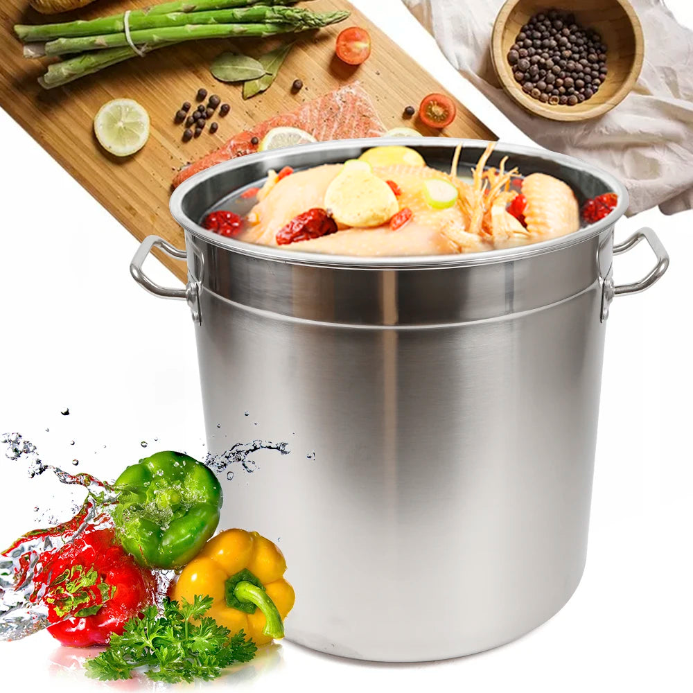 Multipurpose Thickened Stainless Steel Soup Stock Pot With Lid