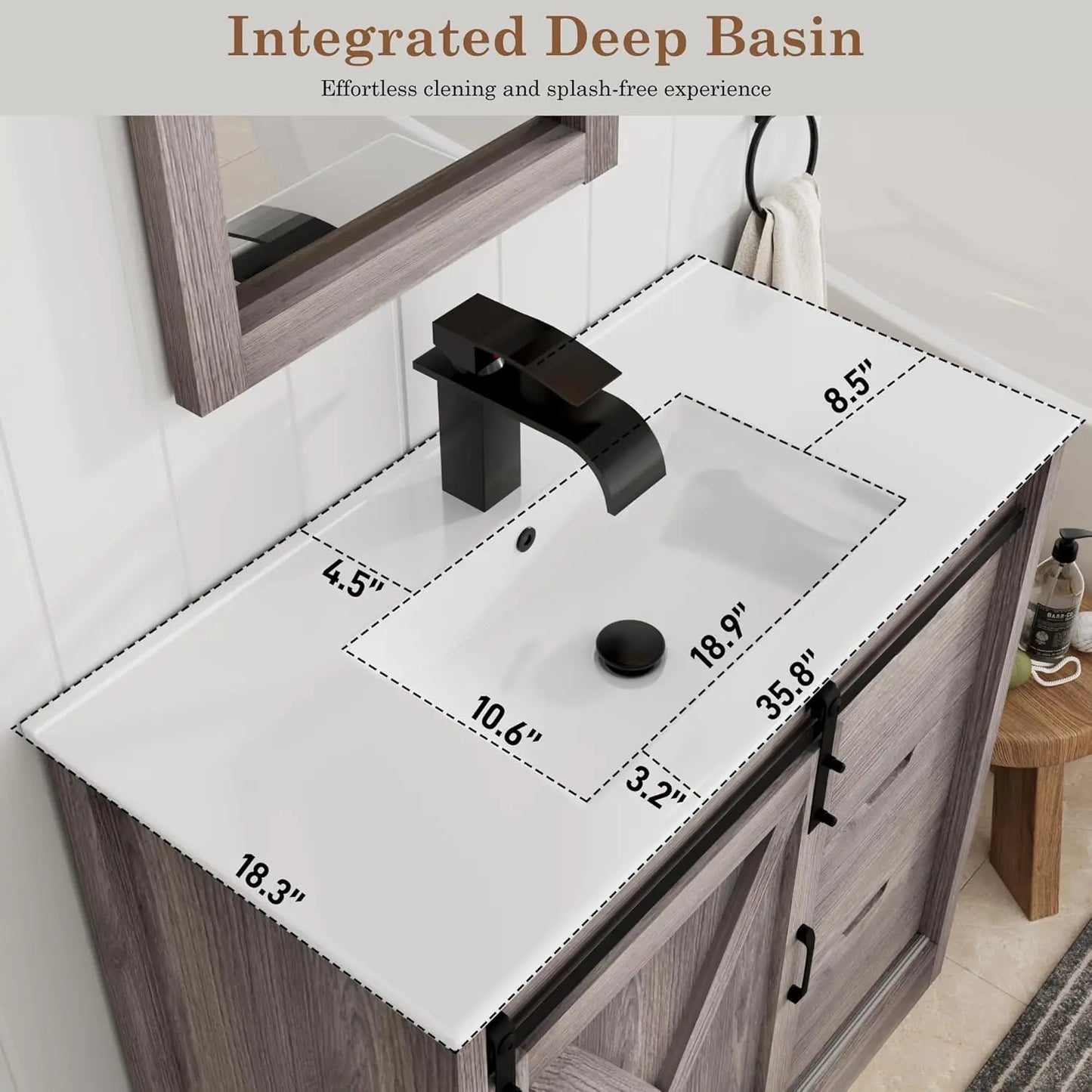Guangbai Bathroom Vanity With Sink Faucet Mirror Farmhouse Storage Cabinet