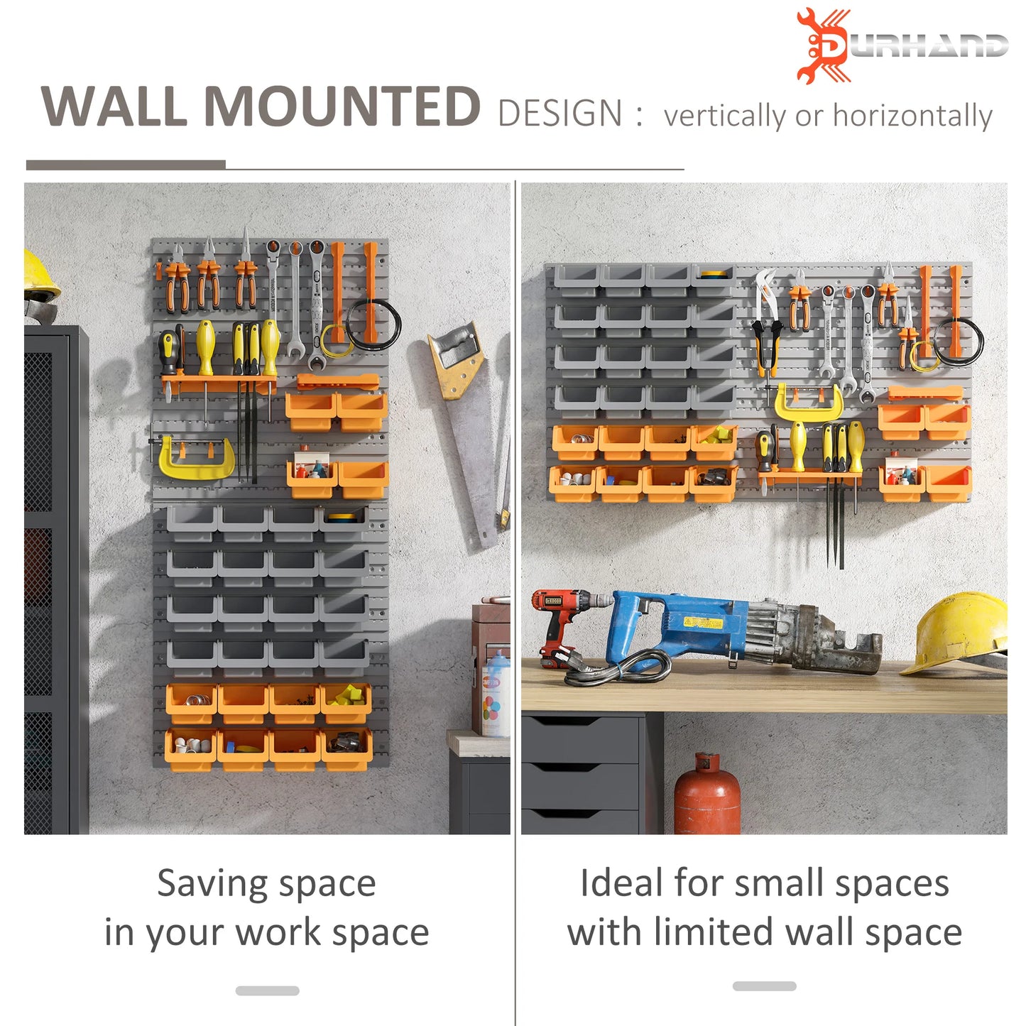Wall Mounted Storage Bins Pegboard Tool Organizer Rack Kit Garage