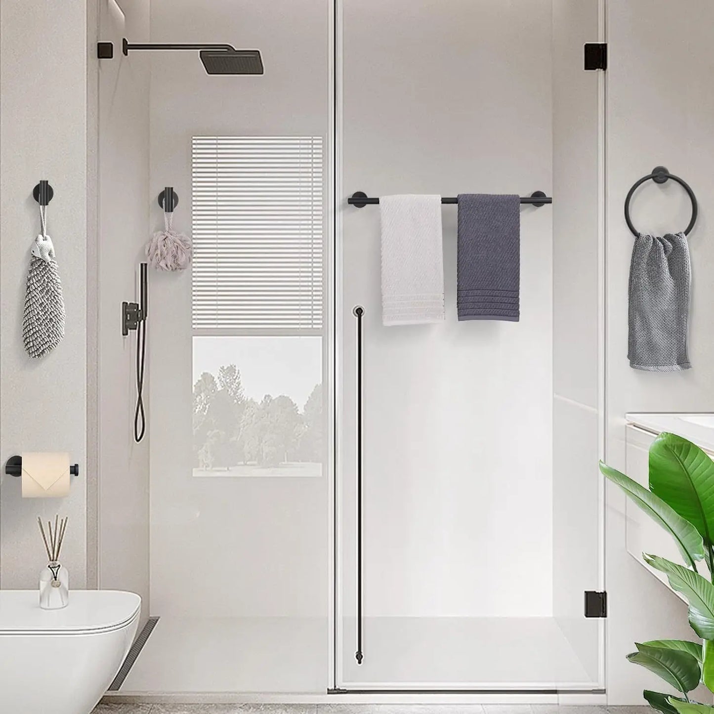 Five Piece Bathroom Accessories Set Stainless Steel Hardware