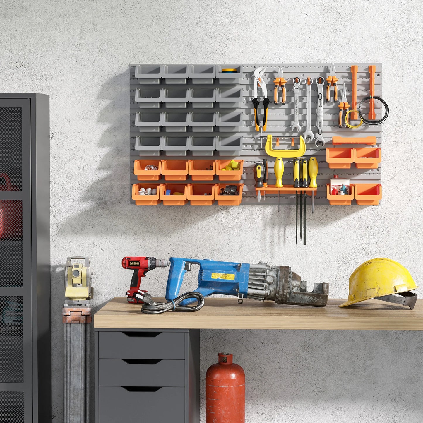 Wall Mounted Storage Bins Pegboard Tool Organizer Rack Kit Garage