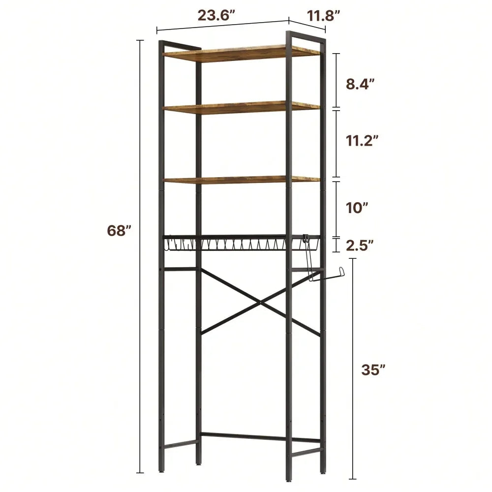 XMSJ 4 Tier Adjustable Storage Rack With Basket For Bathroom