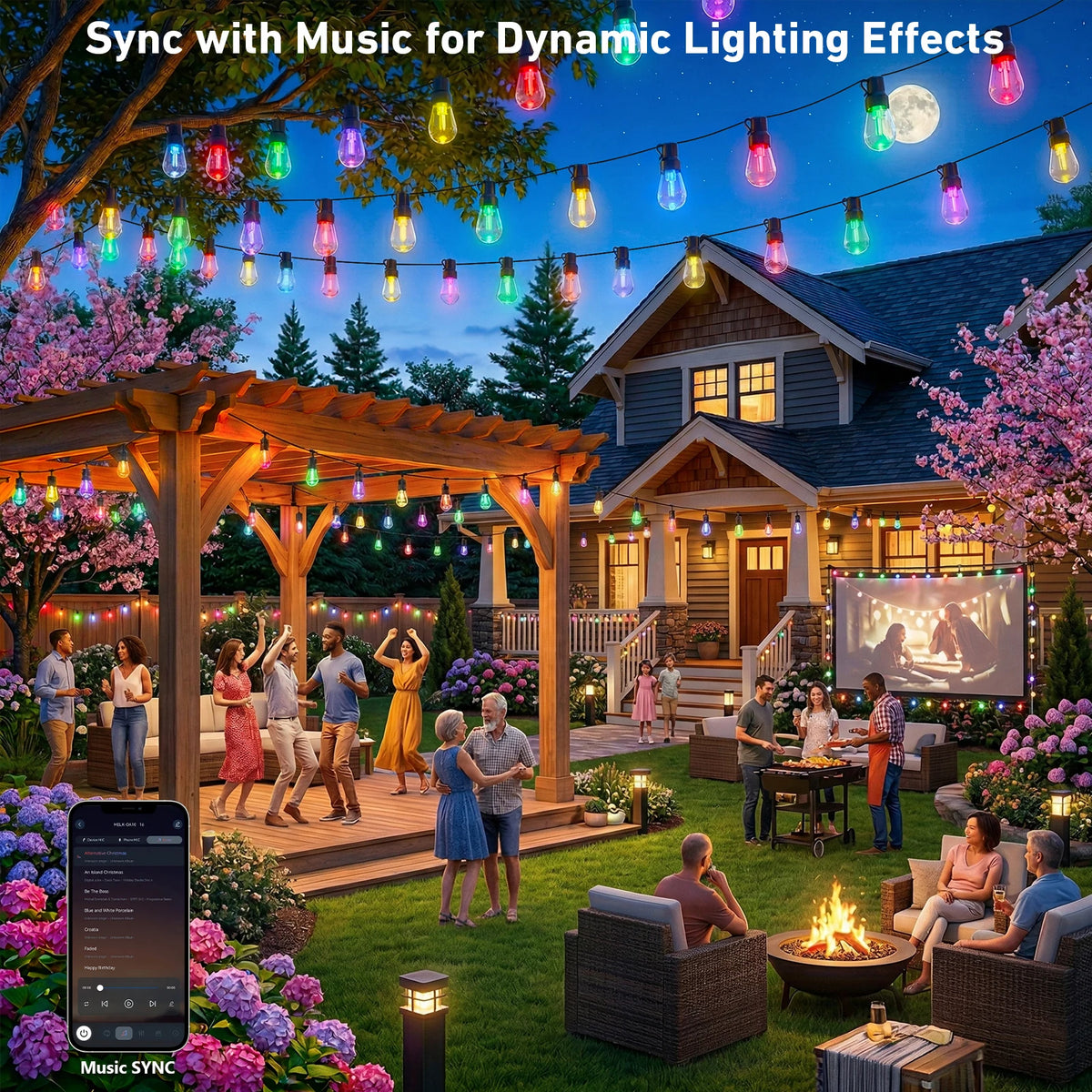 RGB IC Outdoor String Lights Waterproof DreamColor LED Patio Lights