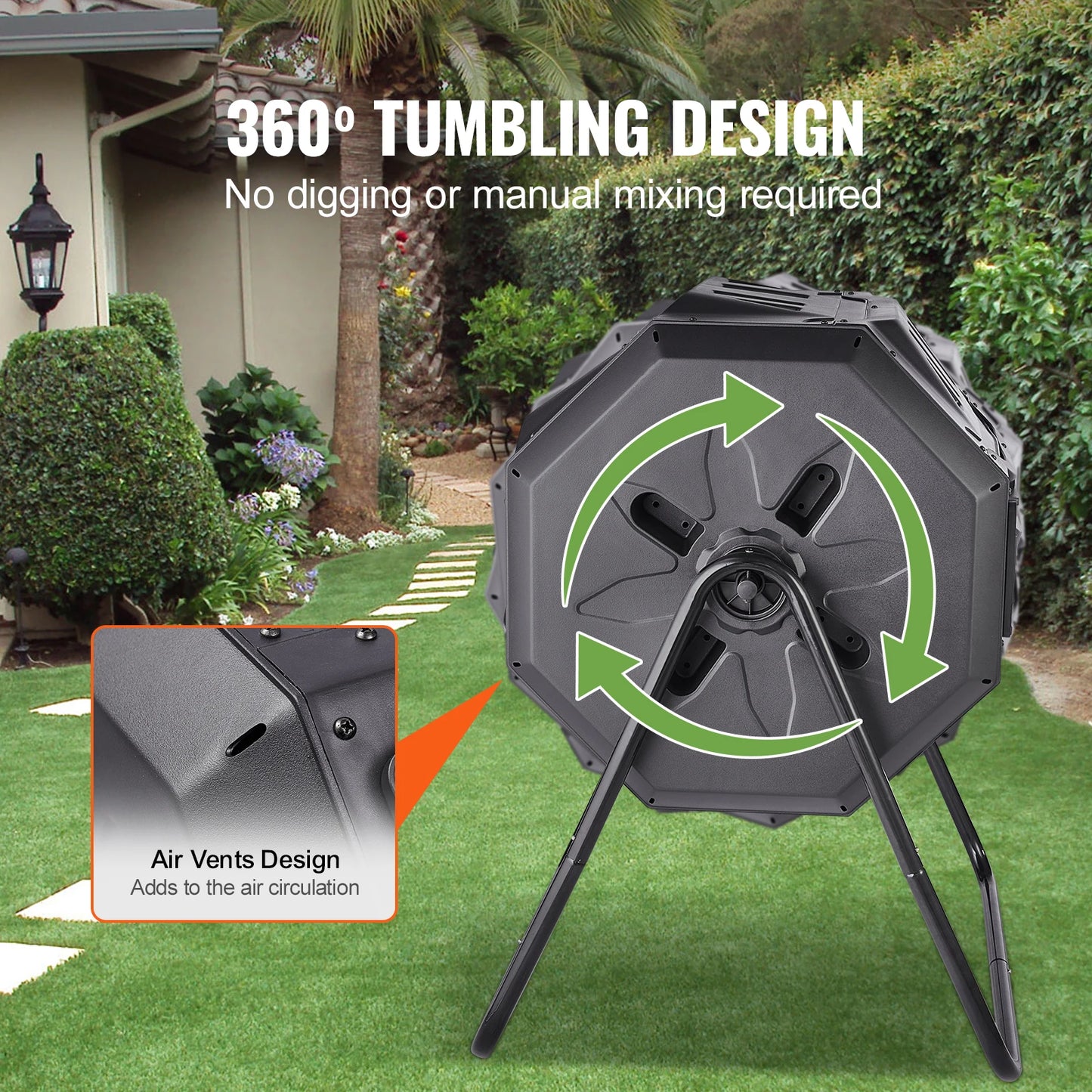 SucceBuy Dual Chamber Tumbling Compost Bin