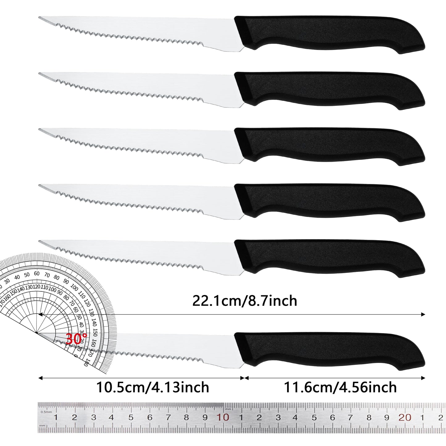Stainless Steel Serrated Steak Knife Set With Ergonomic Handles
