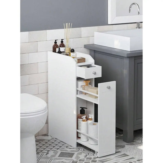 XMSJ Slim Bathroom Storage Cabinet With Toilet Paper Holder