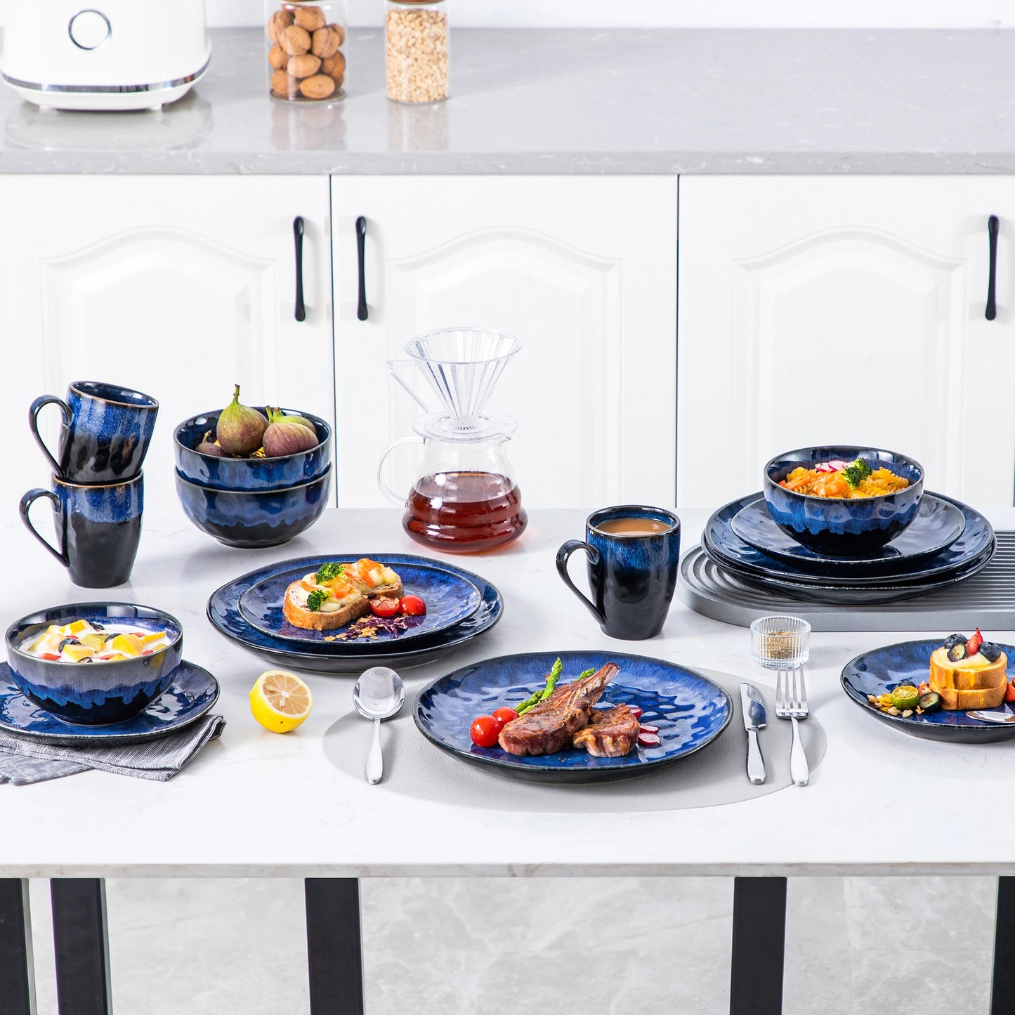 MALACASA Starry Dinner Set Microwave Safe Dinnerware Collection