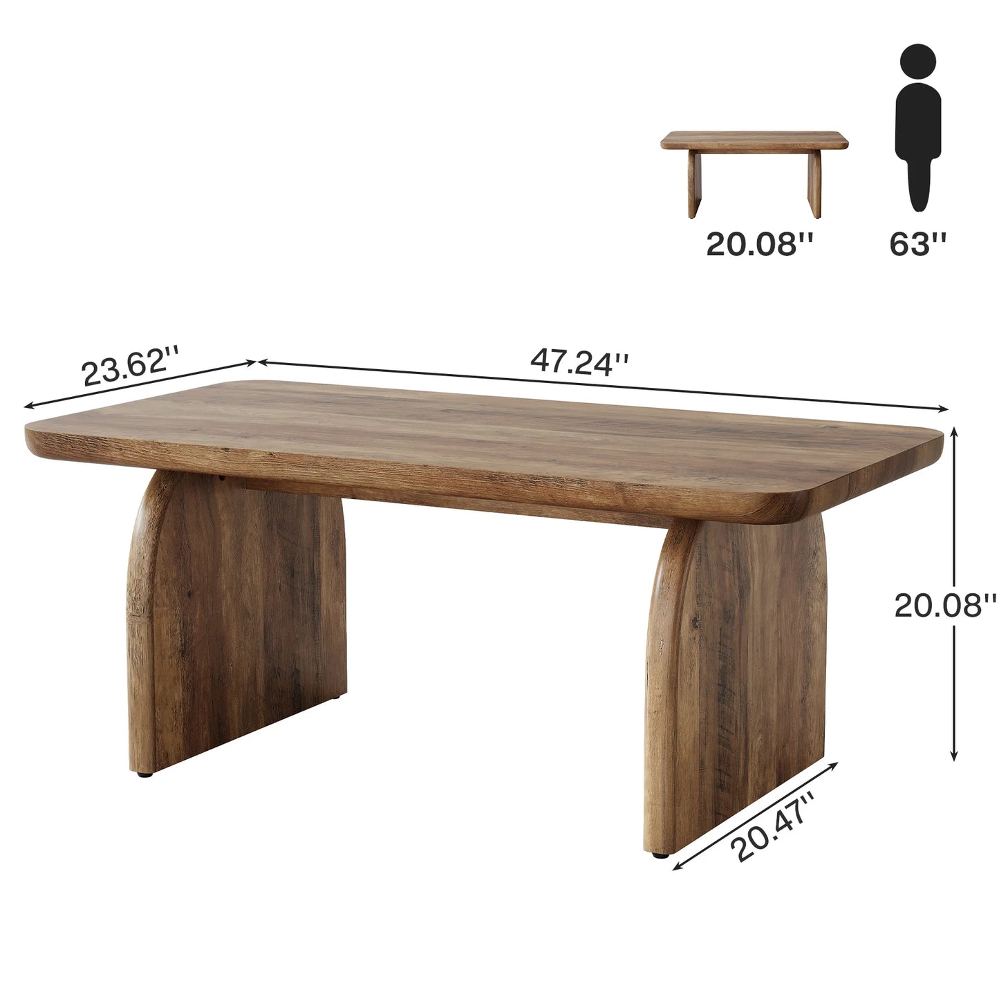 Tribesigns Farmhouse Rectangular Coffee Table Engineered Wood With Sturdy Base