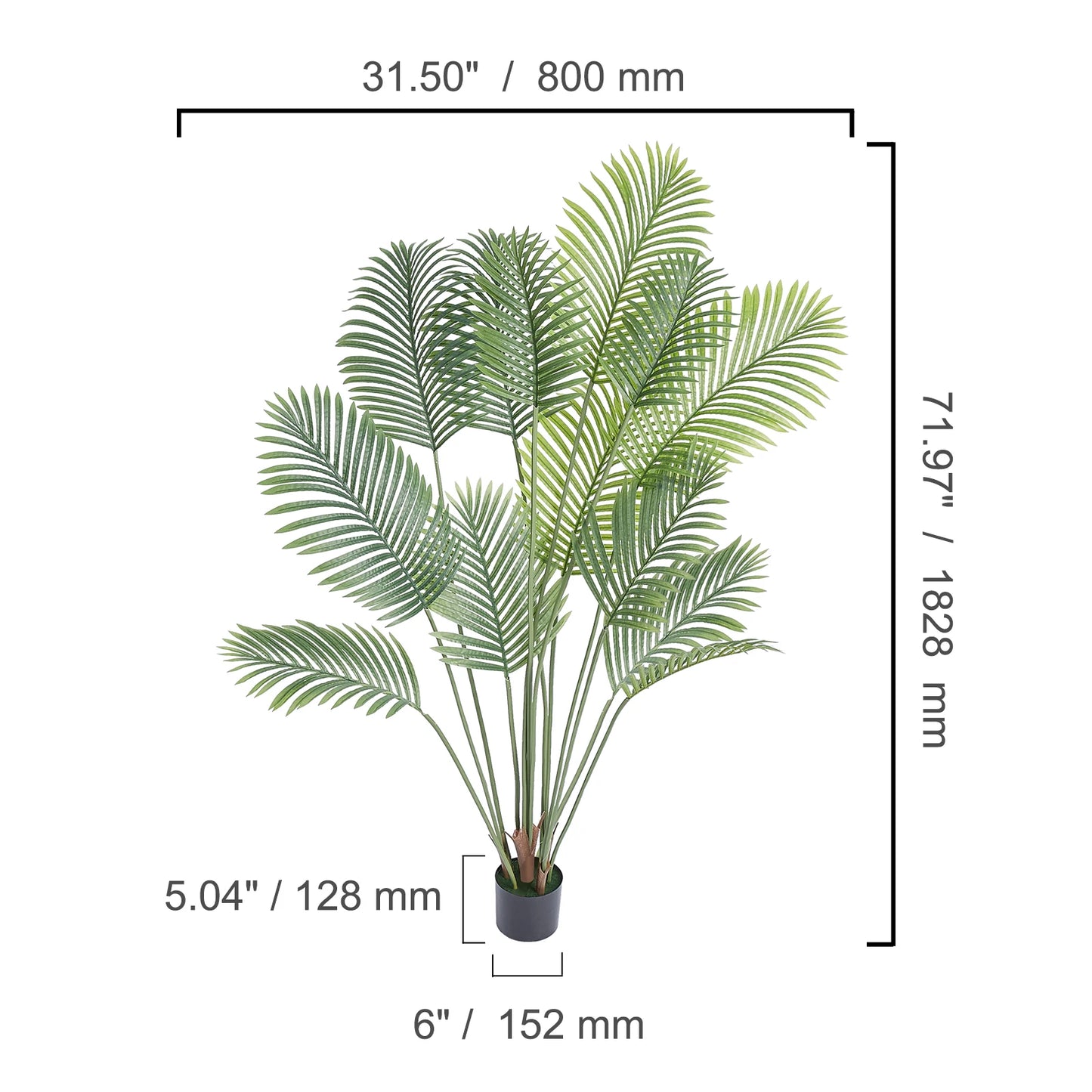 SucceBuy Artificial Palm Tree Low Maintenance Faux Plant With Tilt Protection
