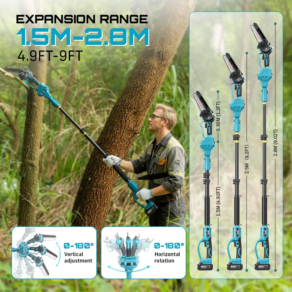 Seesii 3-In-1 Brushless Telescoping Pole Pruning Tool Chainsaw
