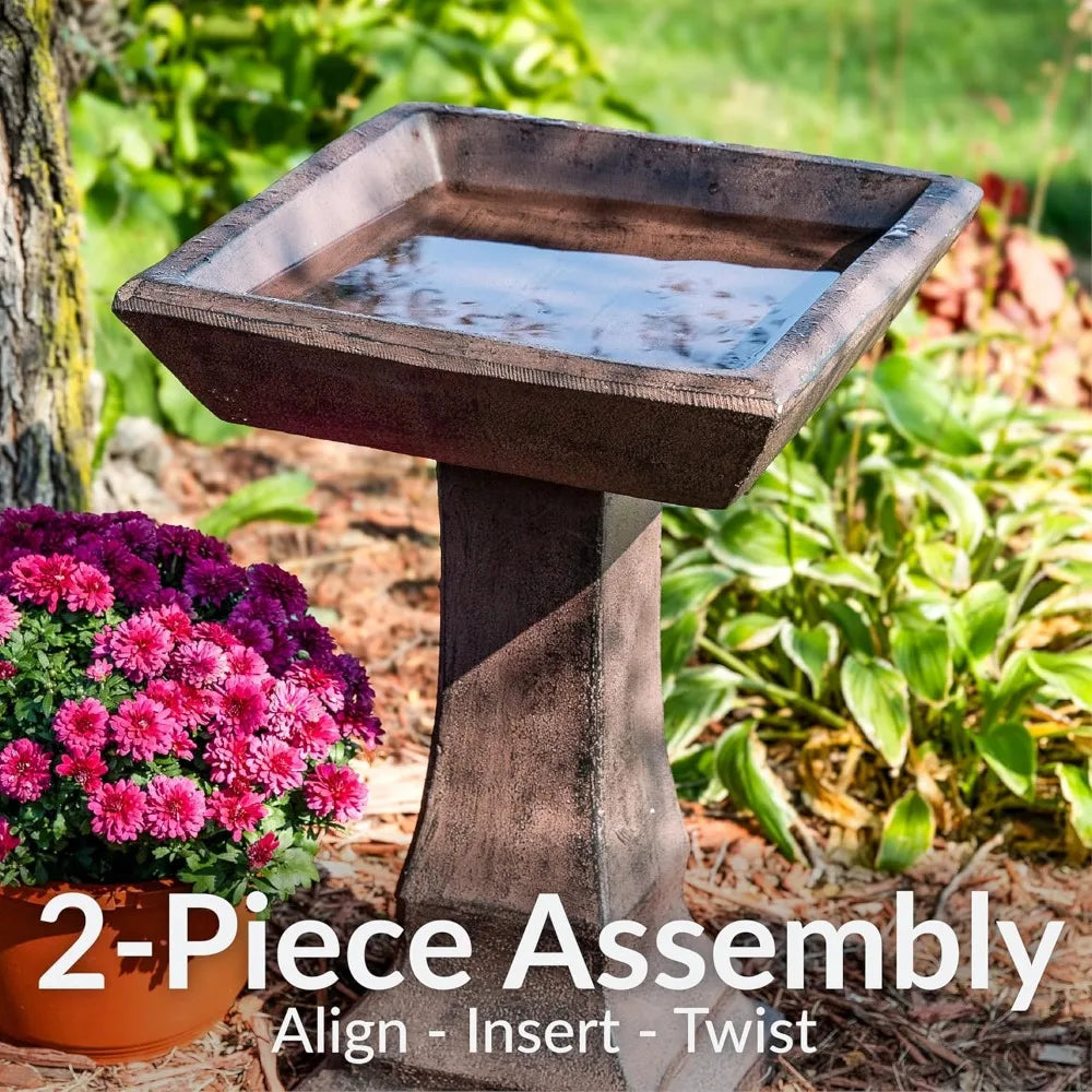 Concrete Bird Bath For Outdoors Square Garden With GFRC Construction