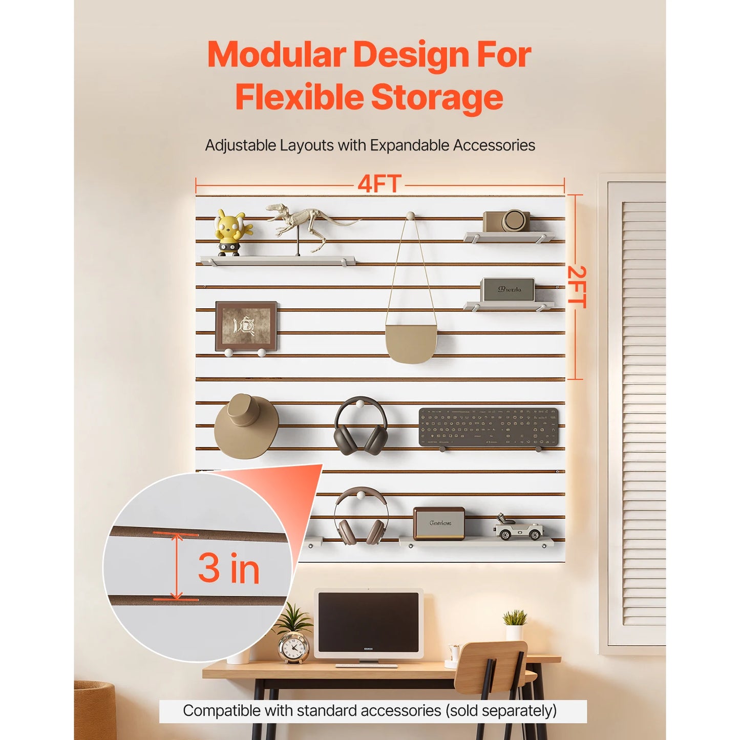 MDF Slat Wall Paneling Modular Garage Tool Storage Workshop Display