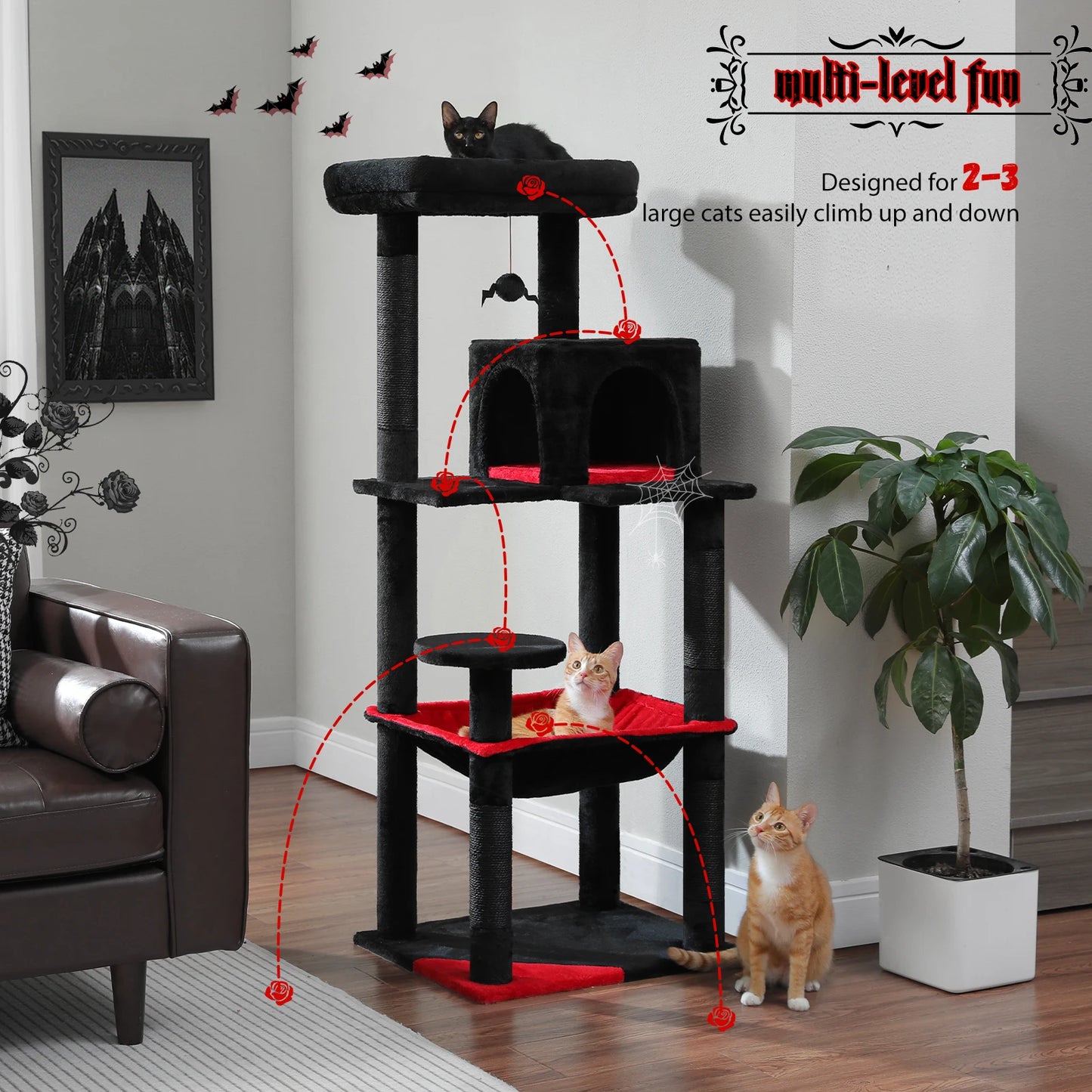 PAWZ Road Gothic Cat Tree Indoor Tower With Large Hammock