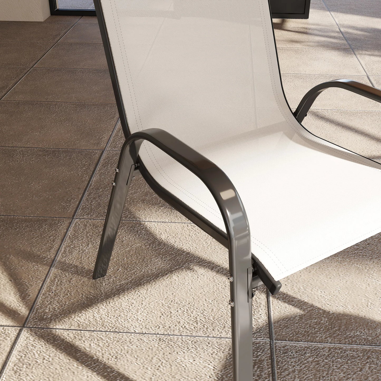 Set Of 4 Outdoor Stackable Patio Dining Chairs With Metal Frames