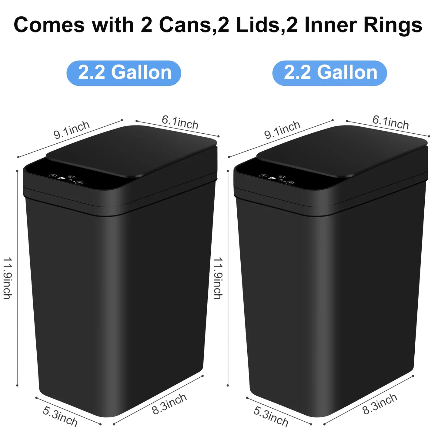 2 Pack Touchless Motion Sensor Bathroom Trash Cans
