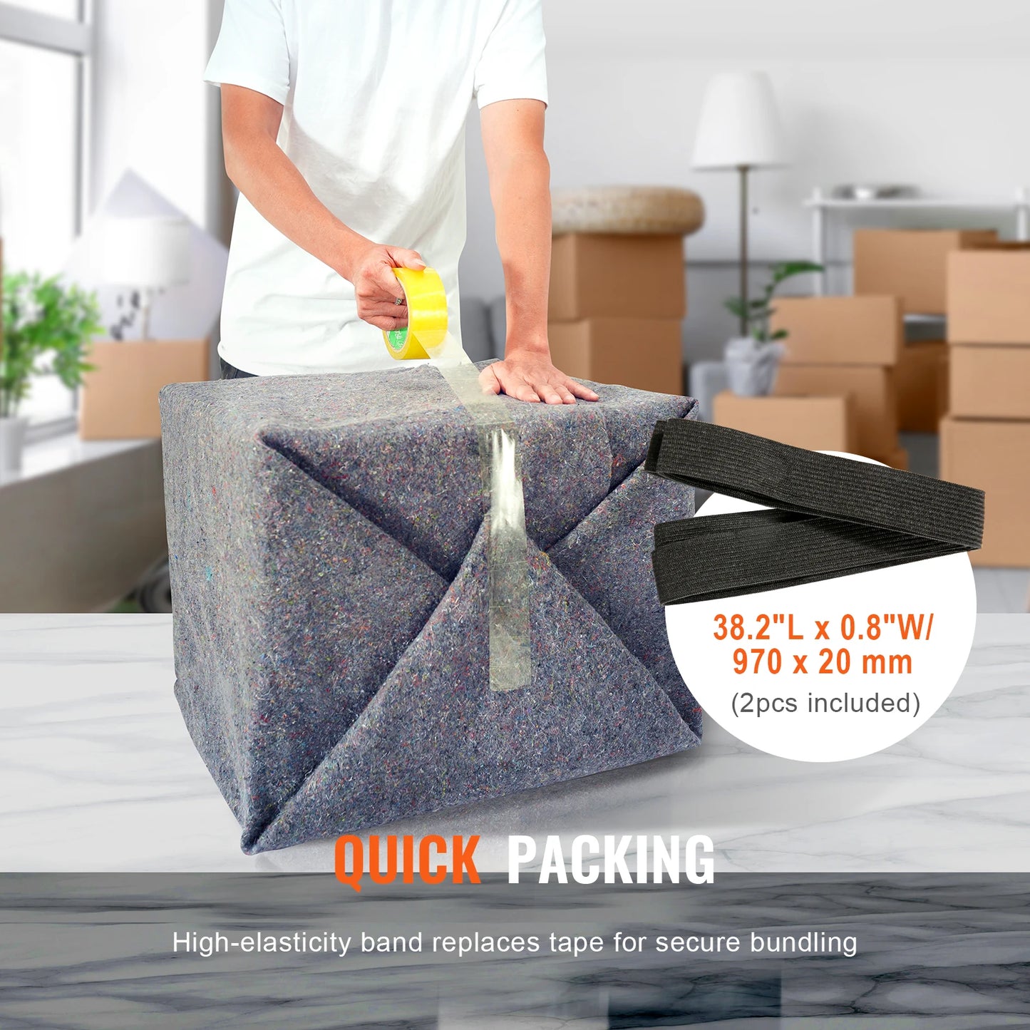 SucceBuy Heavy Duty Moving Blankets Recycled Cotton Furniture Packing Protection