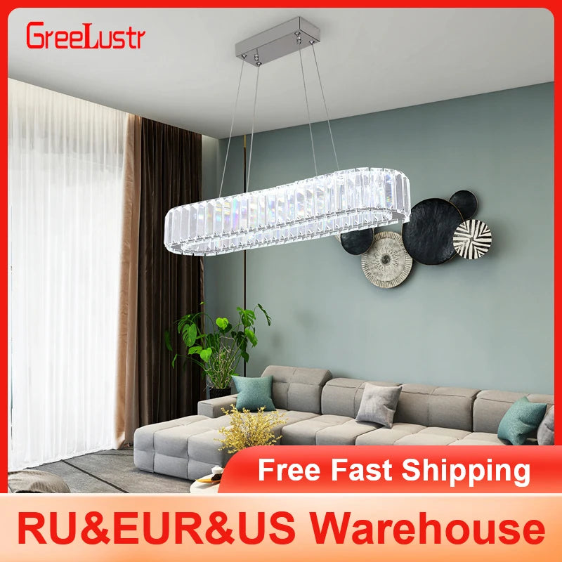 GreeLustr Modern Crystal LED Chandelier Pendant Ceiling Light