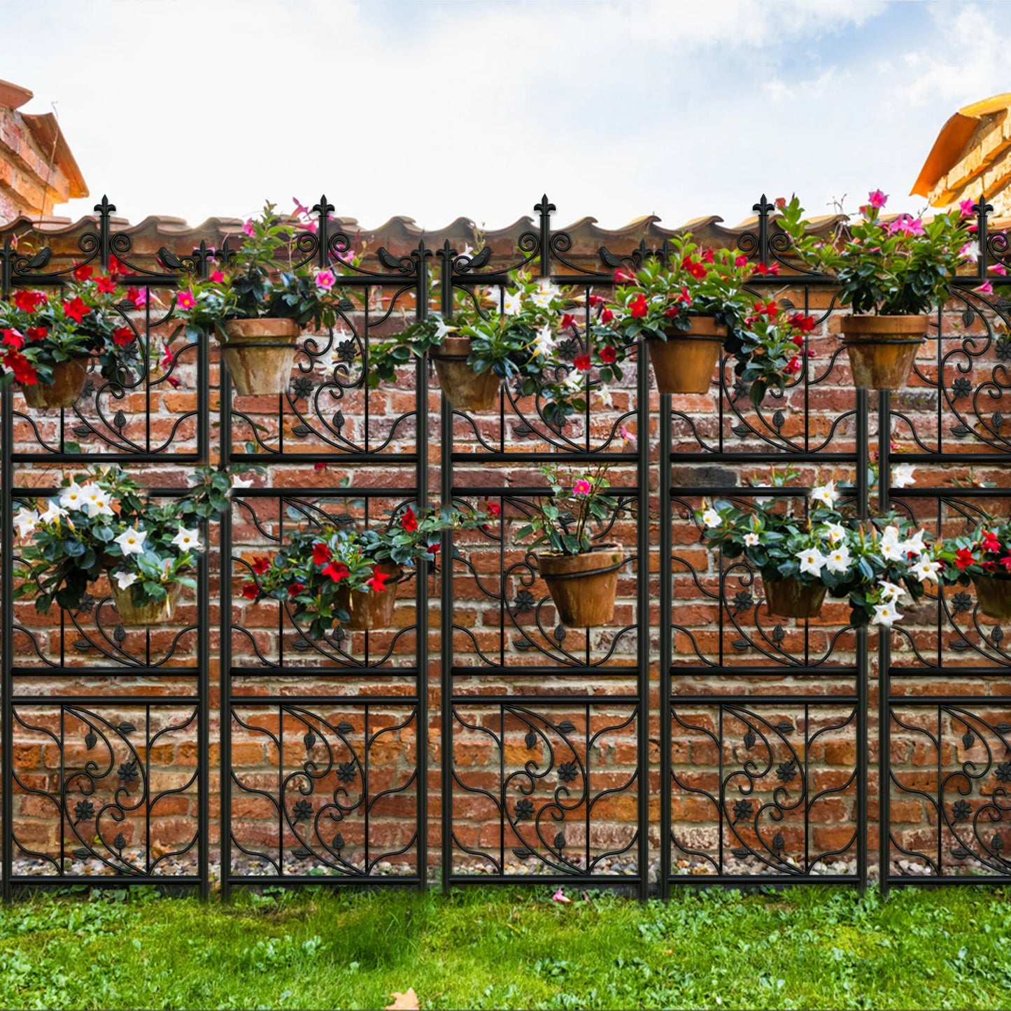 Garden Trellis Iron Fence Panel For Climbing Plants And Flowers