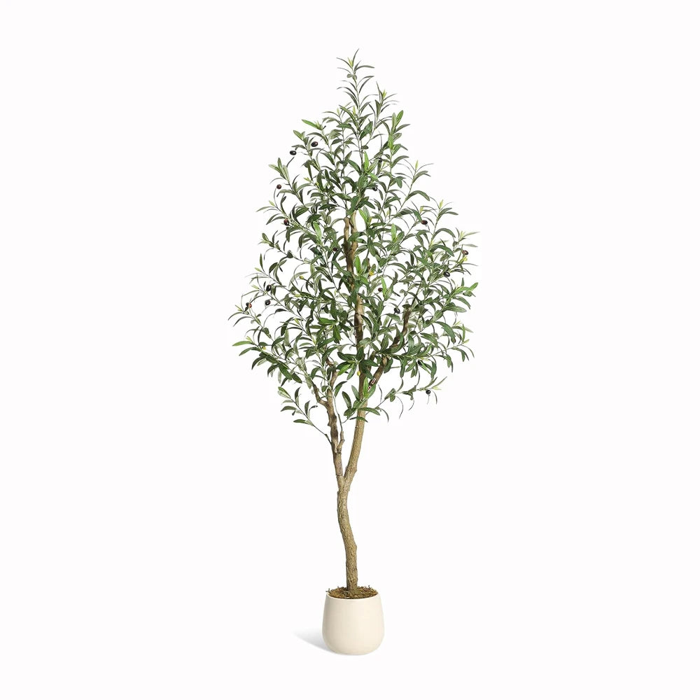 Himiss Artificial Olive Tree With White Planter