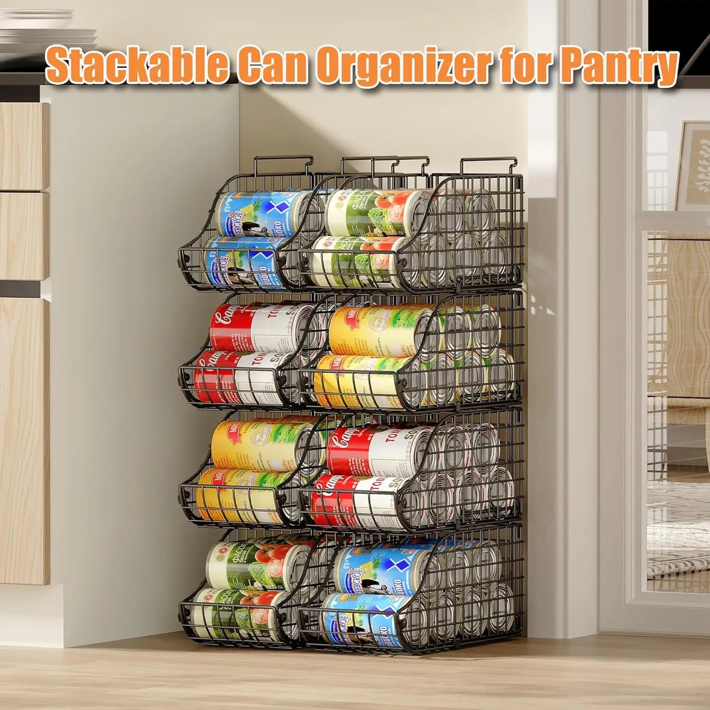 Stackable Can Organizer Rack for Pantry and Fridge