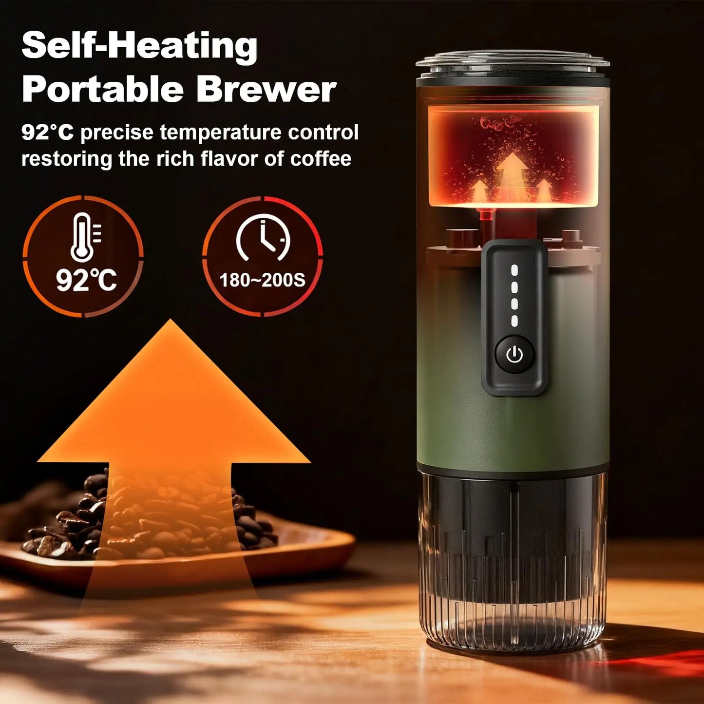 Portable Stainless Steel Self Heating Espresso Maker For Travel