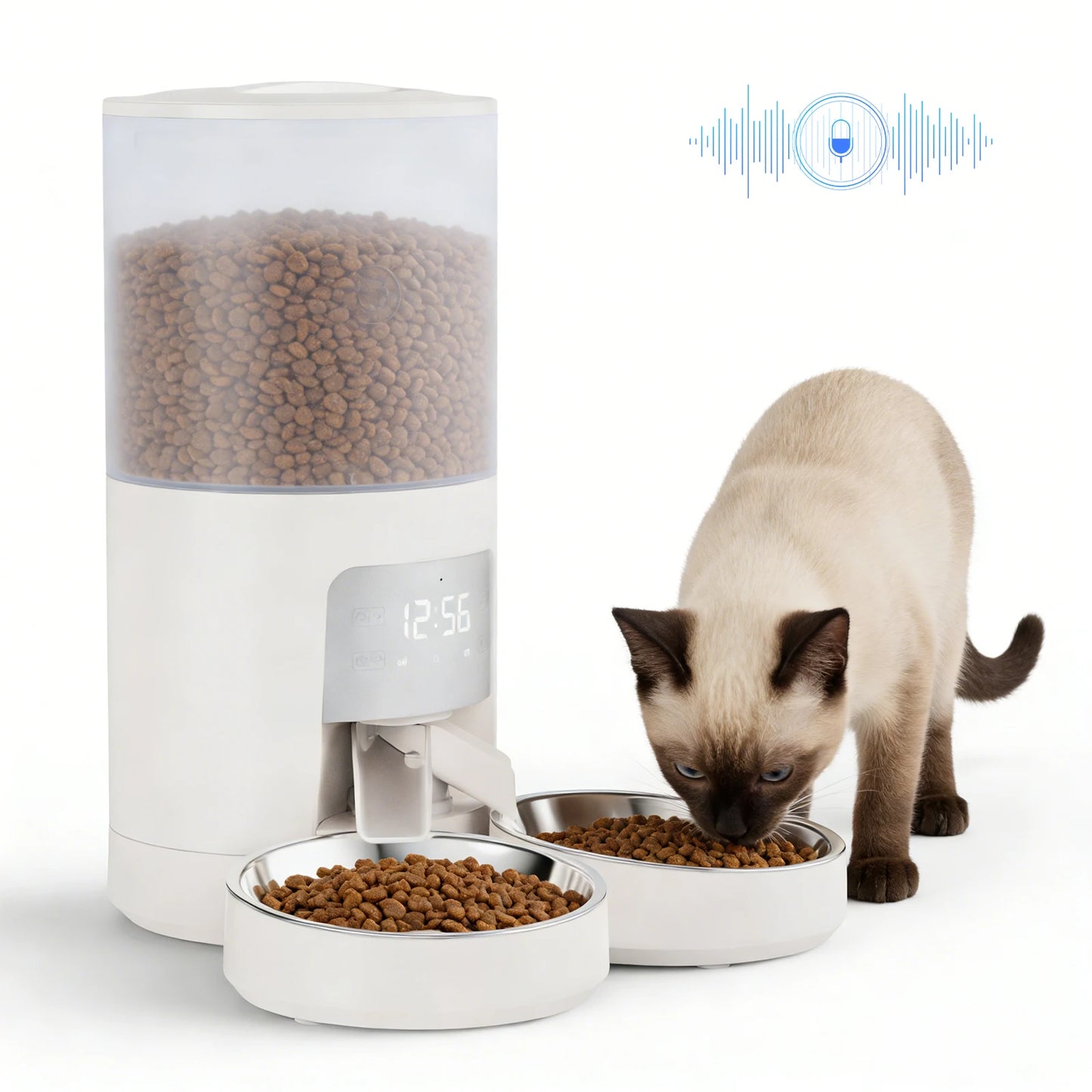 JHK Automatic Cat Feeder With Timed Dispenser And Dual Bowls