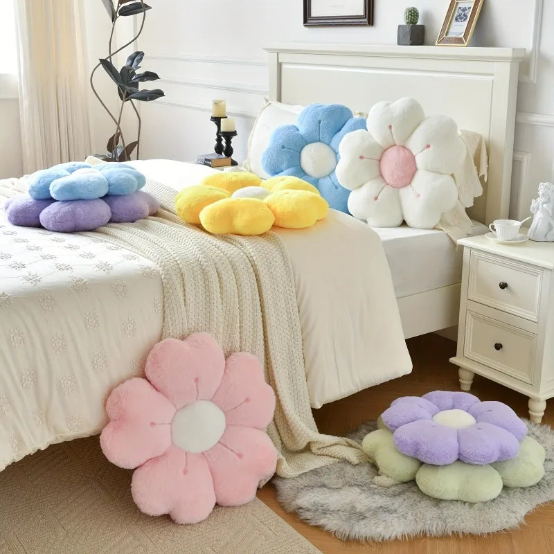 Flower Shaped Plush Throw Pillow For Sofa Chair Floor Cushion