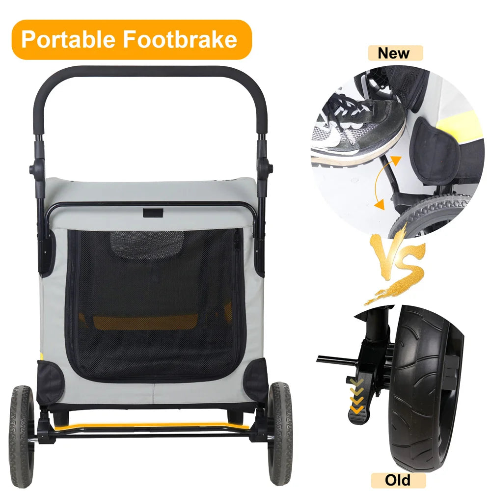 Premium All Breeds Dog Stroller Pram 4 Wheel Foldable Cart