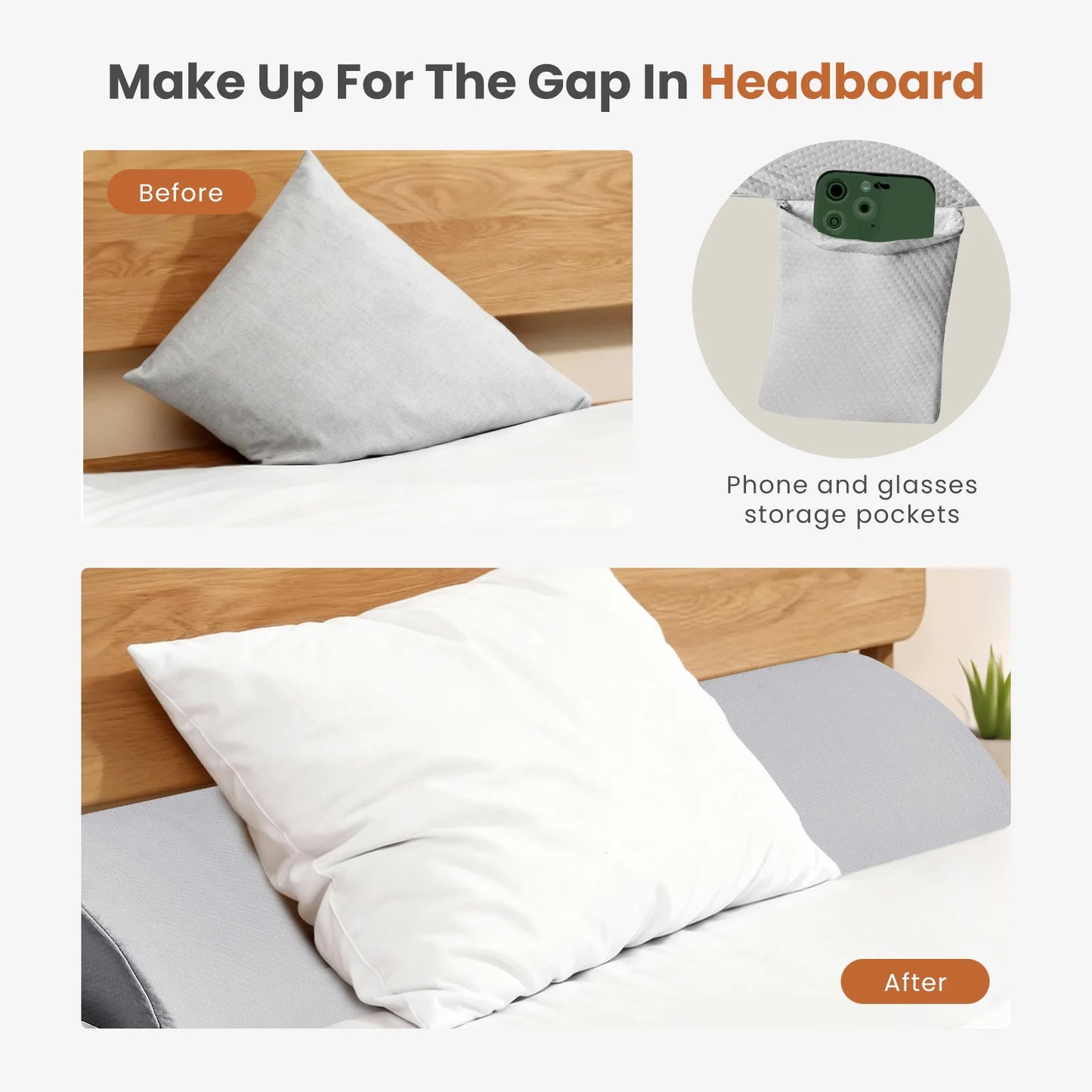 JHK Headboard Wedge Memory Foam Pillow With Ventilated Cooling
