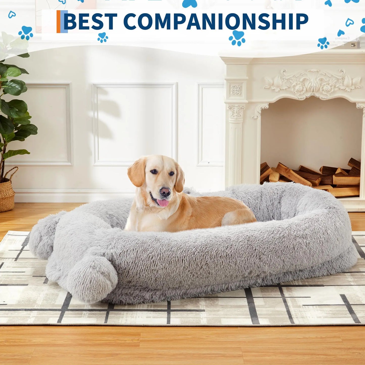 HiMISS Human Dog Bed With Pockets And Removable Cover