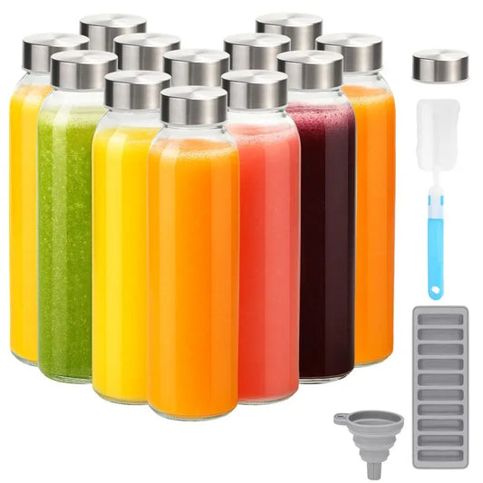 Glass Water Bottles With Lids Leak Proof Stainless Steel Cap