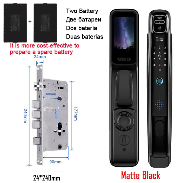 YKESDL WiFi Tuya Face Recognition Smart Door Lock With Camera