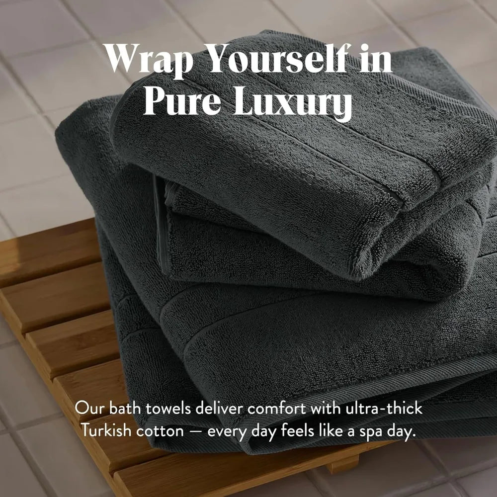 Turkish Cotton Bath Towel Set Super-Plush Four Towels Absorbent